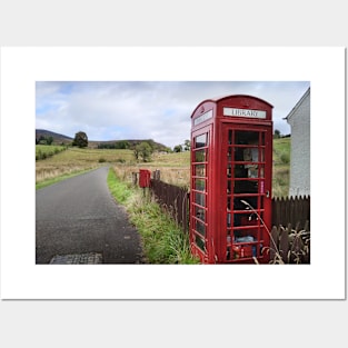 Red phone box library in Scotland Posters and Art